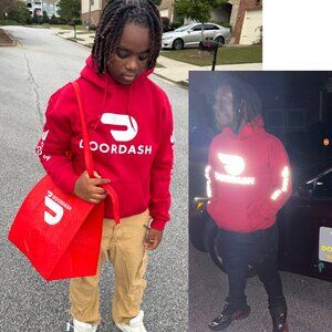 Reflective DoorDash Delivery Driver Hoodie Red Door Dash